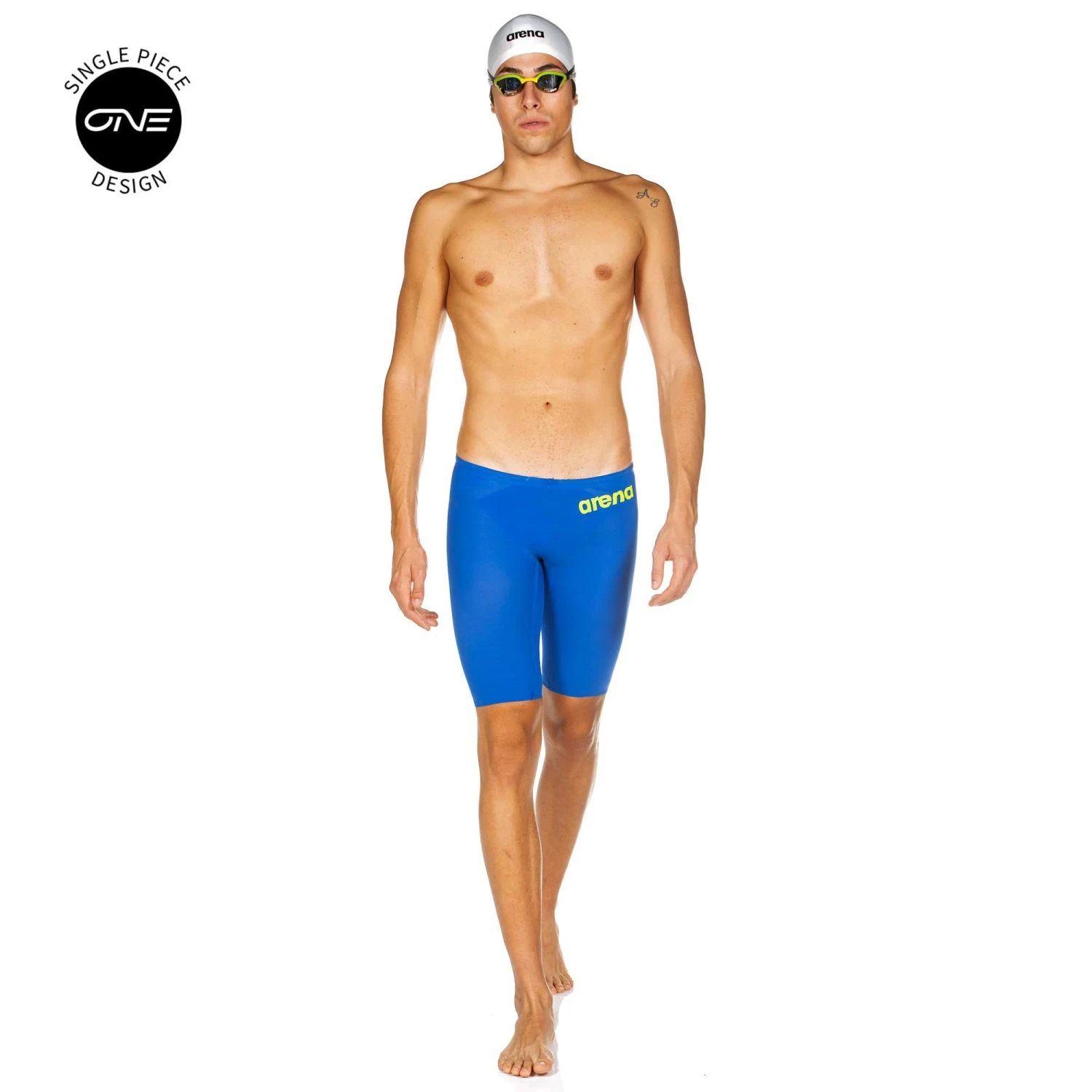 Arena Mens Powerskin Carbon Air 2 Jammer - Electric Blue Fluro Yellow 3 Arena Mens Powerskin Carbon Air 2 Jammer - Electric Blue Fluro Yellow