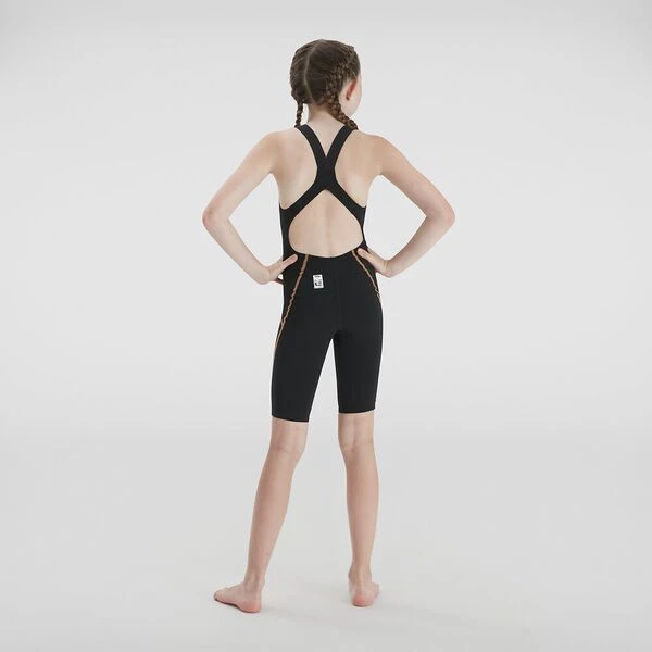Speedo Girls Junior Lzr Racer X Open Back - Black Gold 5 Speedo Girls Junior Lzr Racer X Open Back - Black Gold - Image 3