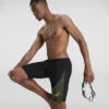 Speedo Mens Medley Logo Jammer - Black Atomic Lime -Funky Trunks Store 8 11355G691 1