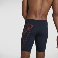 Speedo Mens Boom Logo Placement Jammer - True Navy Dragonfire Orange -Funky Trunks Store 8 12416F889 6