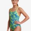 Funkita Girls Diamond Back One Piece - Blizzard Blitz 2 Funkita Girls Diamond Back One Piece - Blizzard Blitz -Funky Trunks Store FS11G BLIZZARD BLITZ 6