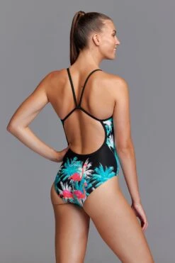 Funkita Ladies Single Strap One Piece - Flamingo Night -Funky Trunks Store FS15L FLAMINGO NIGHT 03