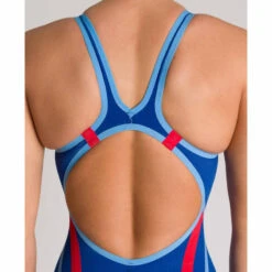Arena Womens Carbon Core FX Open Back - Ocean Blue -Funky Trunks Store arena powerskin carbon core fx open back ocean blue back close up